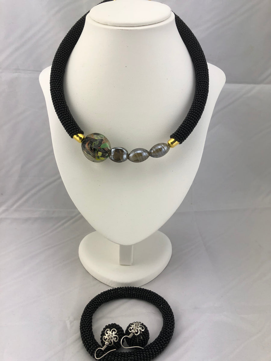Zawadi African Jewelry Set of Necklace, Earrings and Bracelet)