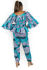 2 Piece Turquoise African Print Blouse and Pant set