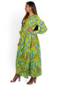 Vibrant Green African Wax Print longsleeves Maxi Dress