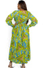 Vibrant Green African Wax Print longsleeves Maxi Dress
