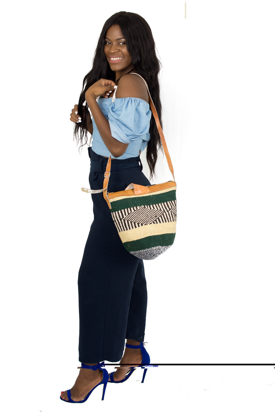 Handcrafted colorful hemp thread knitted shoulder bags