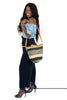 Handcrafted colorful hemp thread knitted shoulder bags