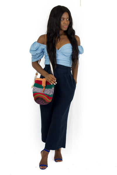 Handcrafted colorful hemp thread knitted shoulder bags