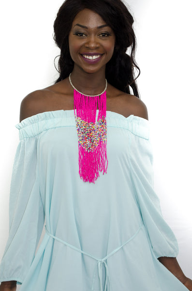 African Multi Strand Beaded Necklace