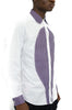 African wax print long sleeve Shirt in white and Lavender color