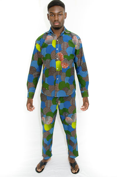 Piece African Wax Print Pants and Shirt set