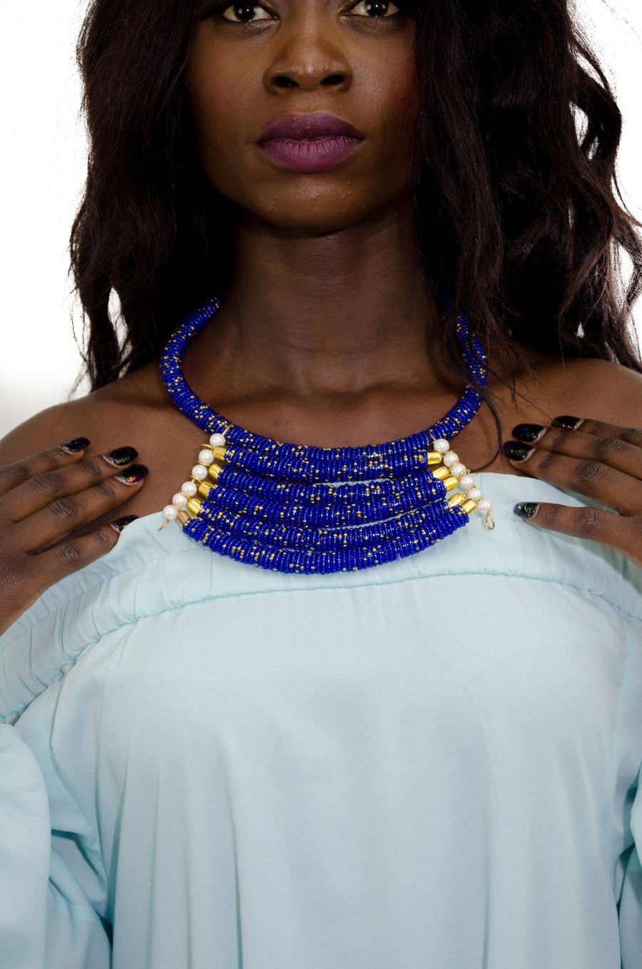 Colorful Maasai Bead 3 tier Bib Necklace