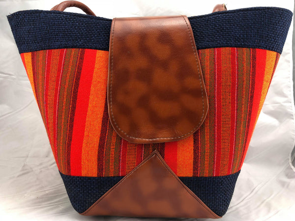 Handcrafted African Print Leather Handbag
