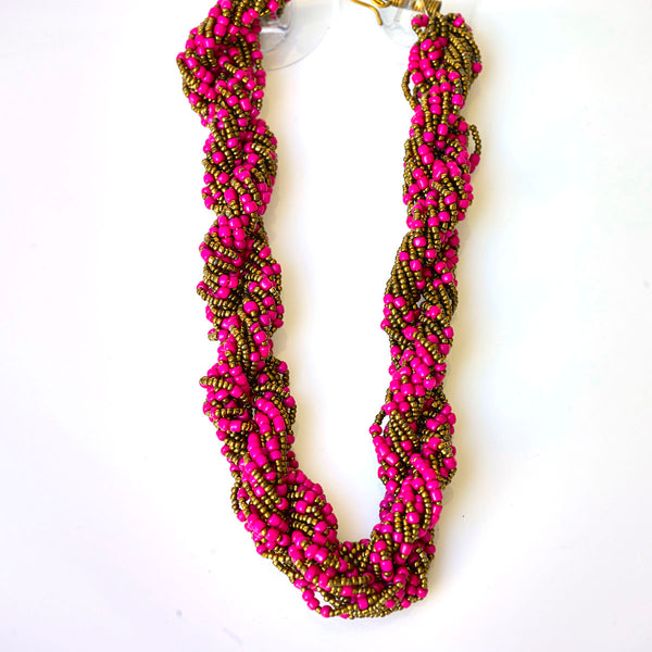 Chunky twisted beaded necklace