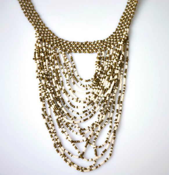 African Beaded Cascade Necklace Medium