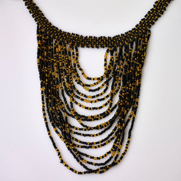 African Beaded Cascade Necklace Medium