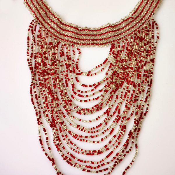 African beaded cascade necklace