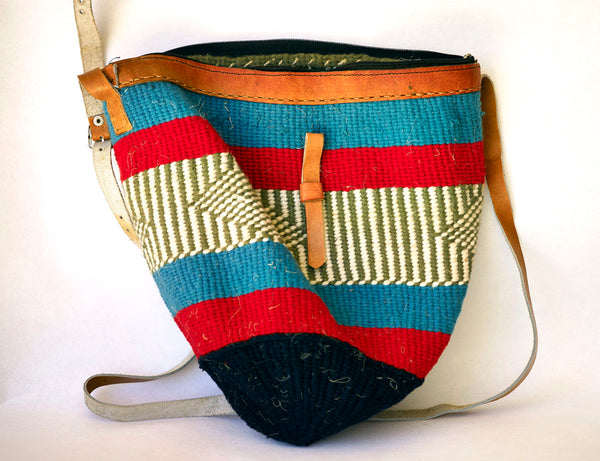 Handcrafted colorful hemp thread knitted shoulder bags