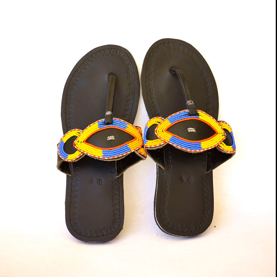 Masai Leather African beads sandals for women