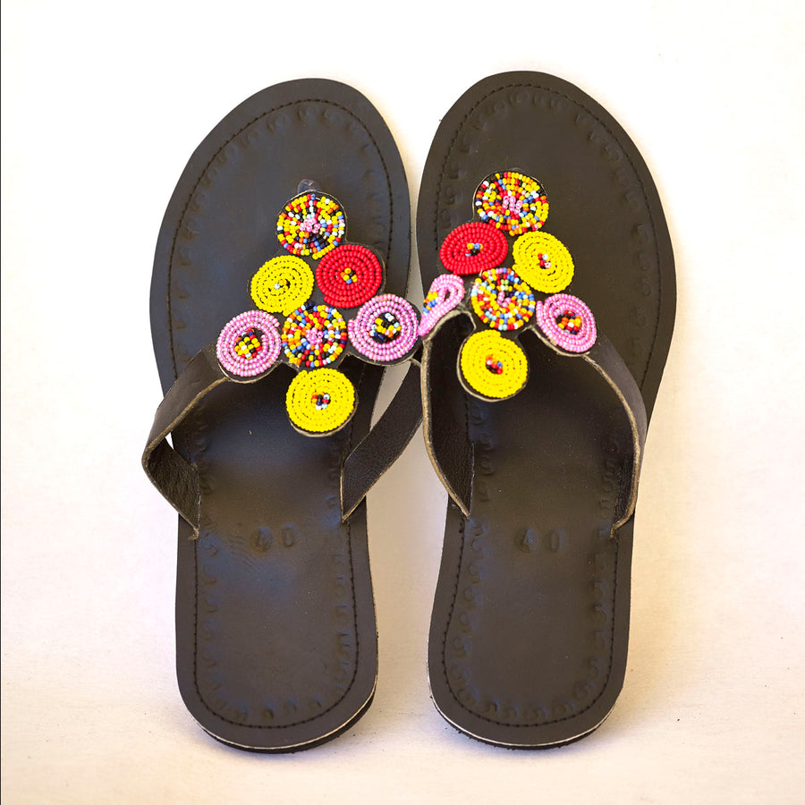 Maasai Leather African Beads Sandals for Women