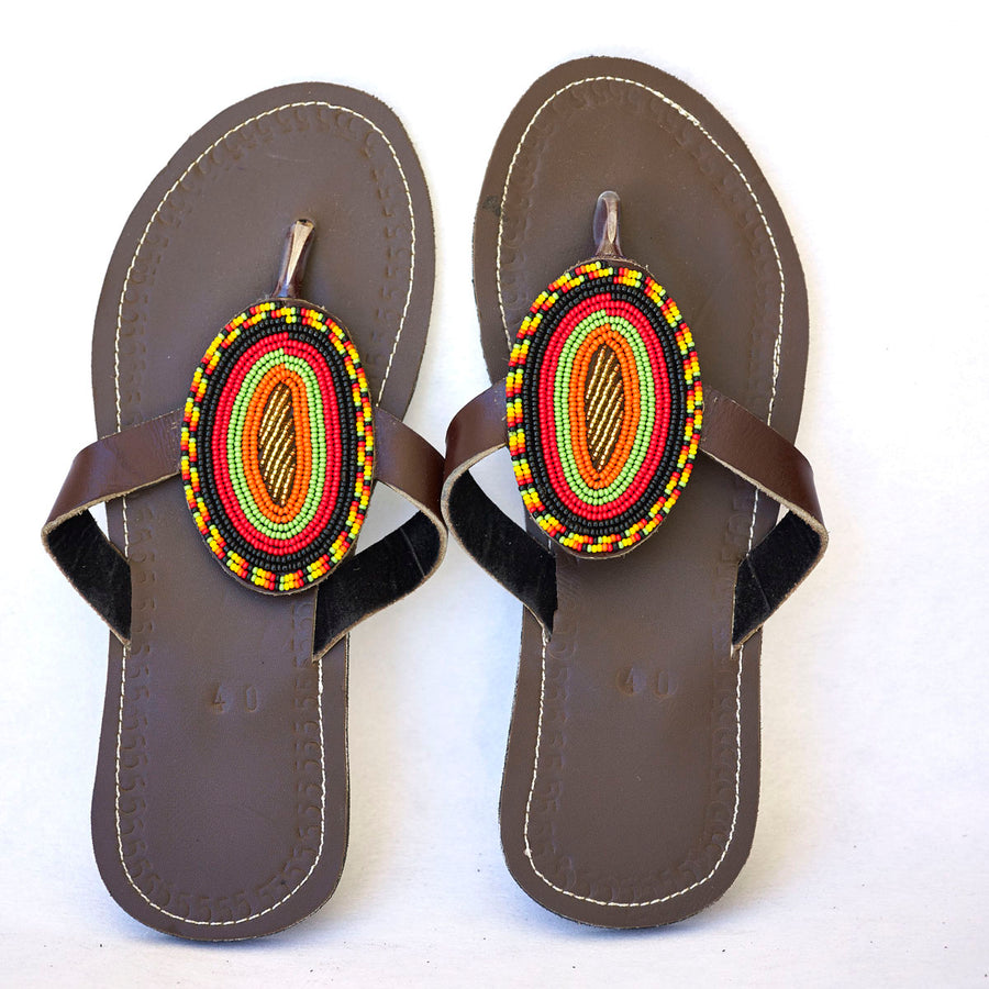 Maasai Leather African Beads Sandals for Women
