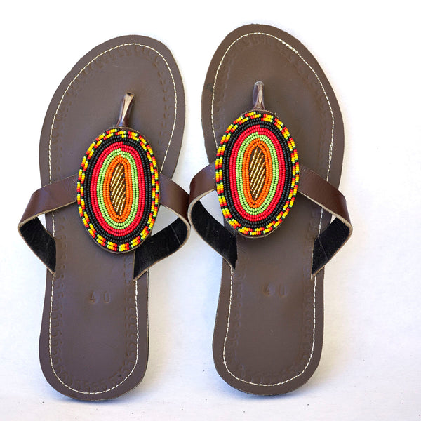 Maasai Leather African Beads Sandals for Women