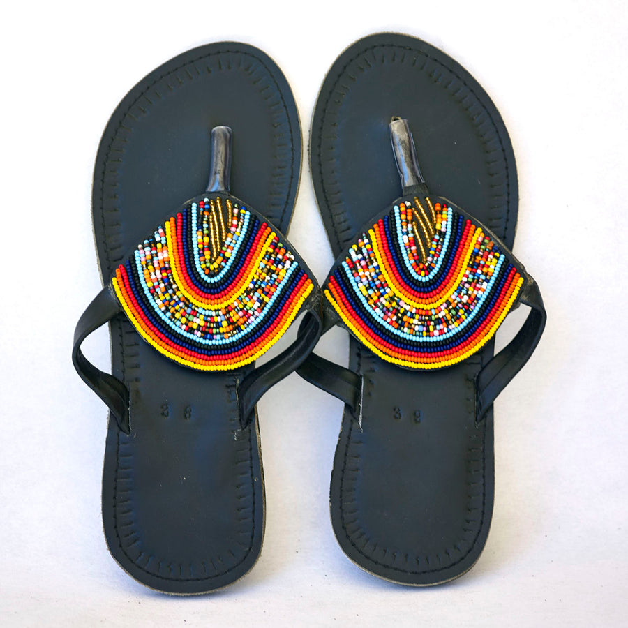 Maasai Leather African beads sandals for women