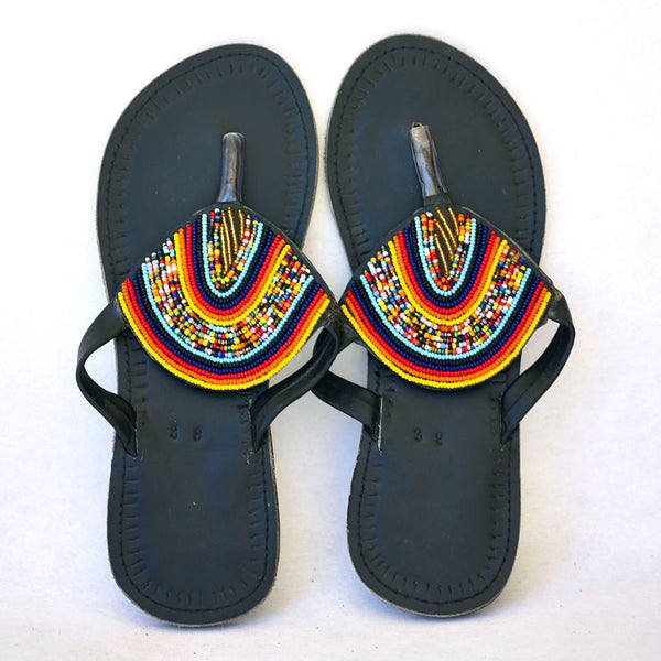 Maasai Leather African beads sandals for women
