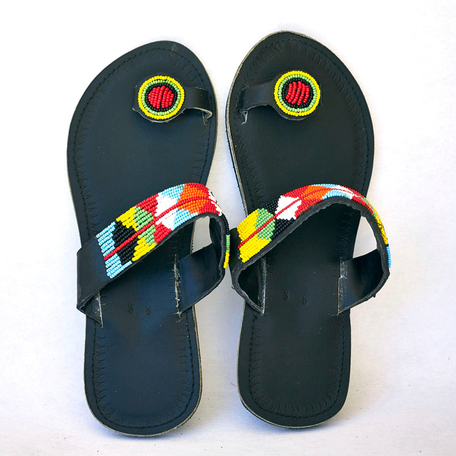 Masai Leather African beads sandals for women