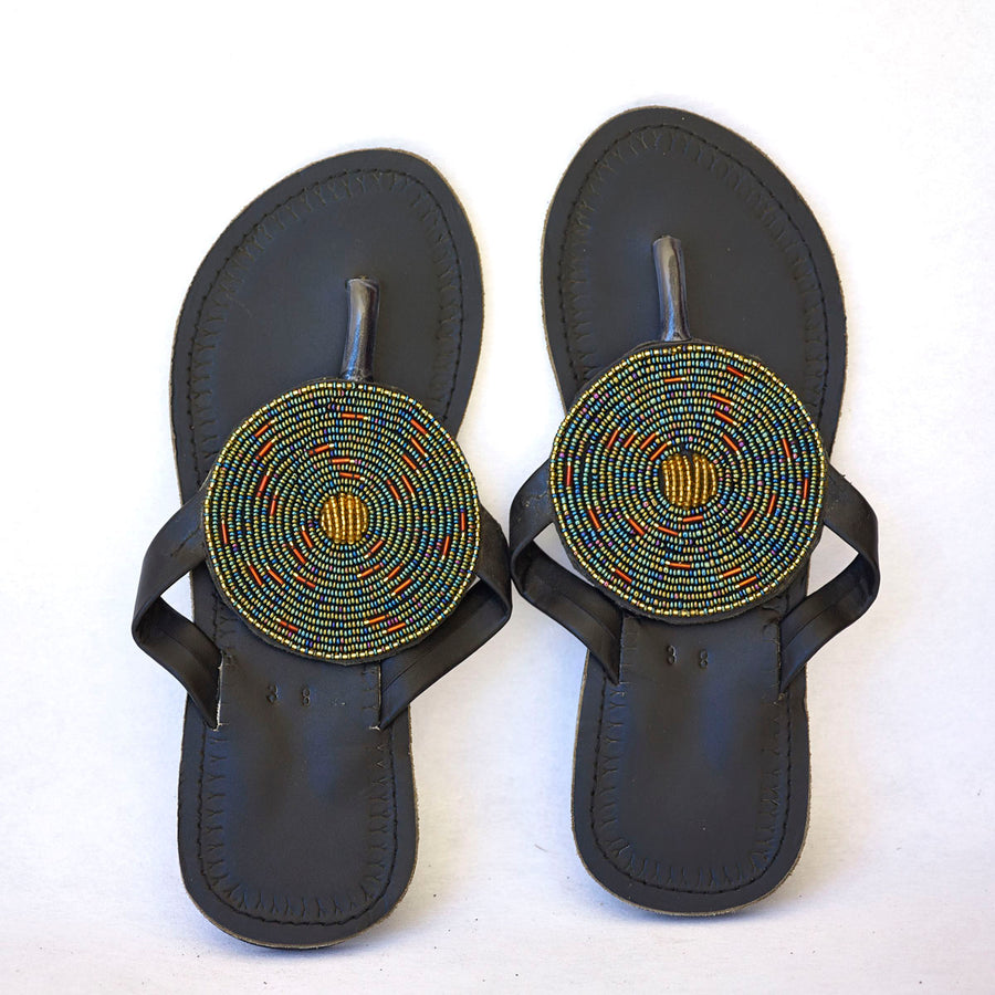 Maasai Leather African beads sandals for women