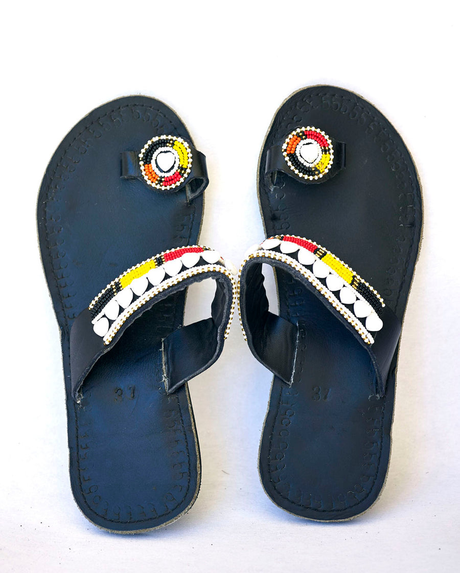 Masai Leather African Beads Sandals for Women