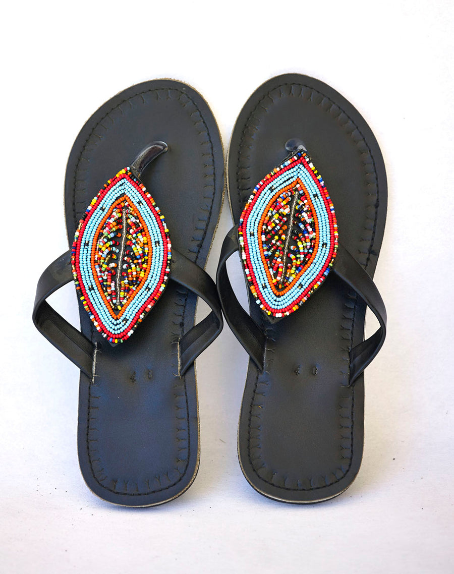 Masai Leather African Beads Sandals for Women
