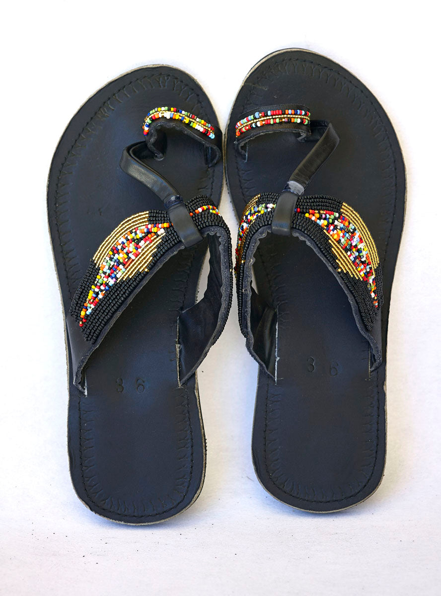 Masai Leather African Beads Sandals for Women