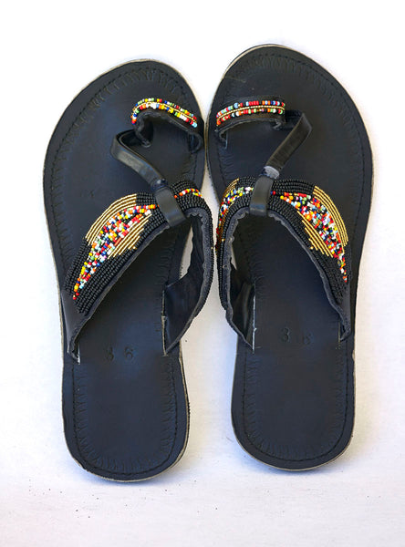 Masai Leather African Beads Sandals for Women