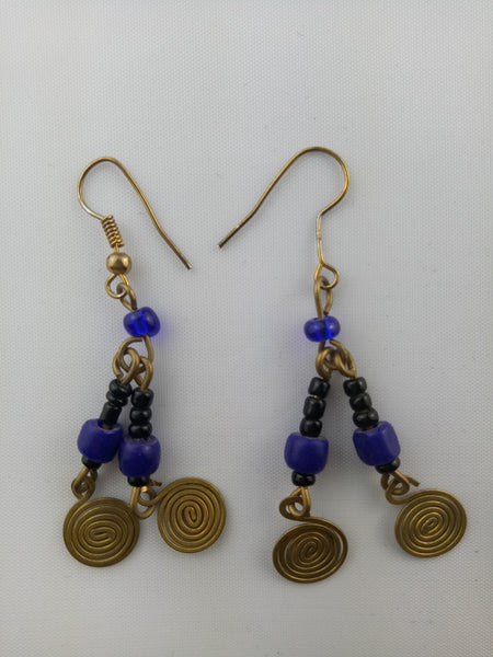 Gold Tone African Beaded Earrings
