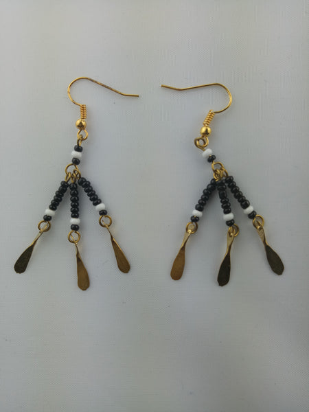 Gold Tone African Beaded Earrings