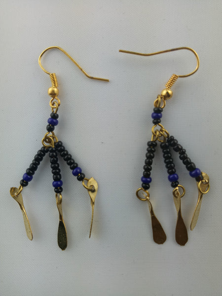 Gold Tone African Beaded Earrings