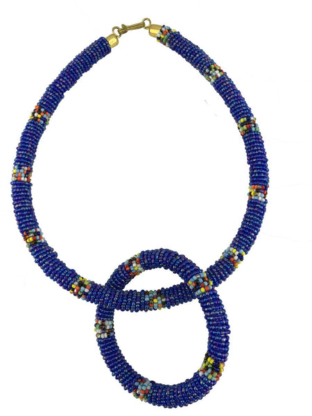 African Beaded Jewelry Set of Necklace and Bracelet