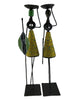 Pair of African Hand Carved Metal Candlestick
