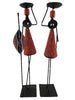 Pair of African Hand Carved Metal Candlestick