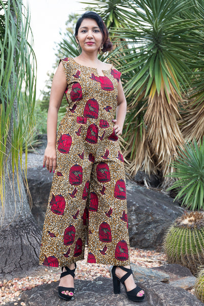 African print Sleeveless Jumpsuit