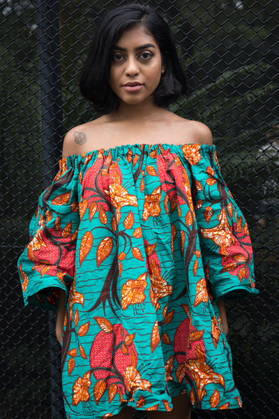 African print Ankara off shoulder knee length dress