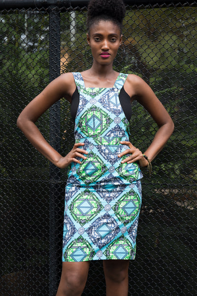 African Print Suspender Skirt