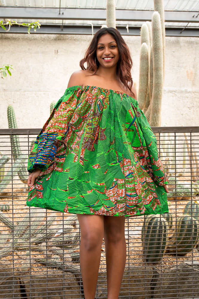 African print Ankara off shoulder knee length dress