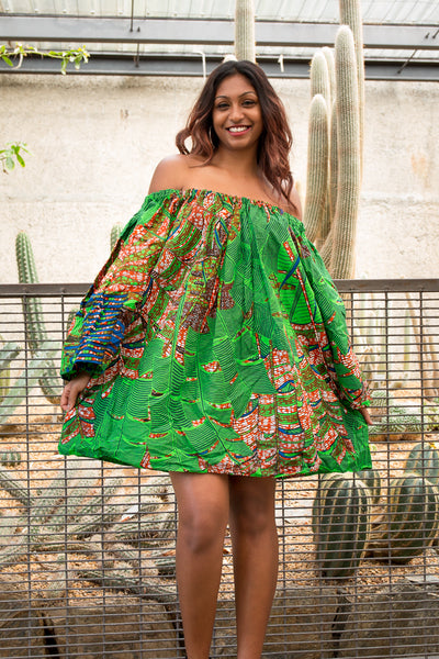 African print Ankara off shoulder knee length dress