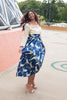 white lace top and A line skirt