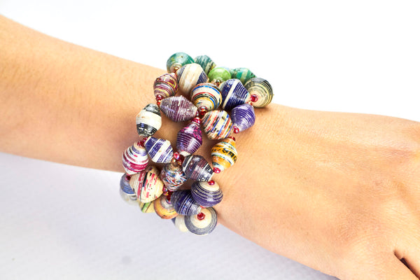 African Recycled Paper Stretch Bracelet
