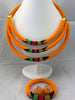 African Jewelry Set of Multi strand (Necklace, Earrings and Bracelet)