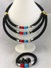 African Jewelry Set of Multi strand (Necklace, Earrings and Bracelet)