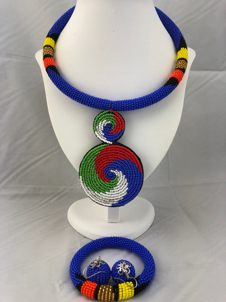 African beaded jewelry set (Necklace+Bracelet+Earrings)