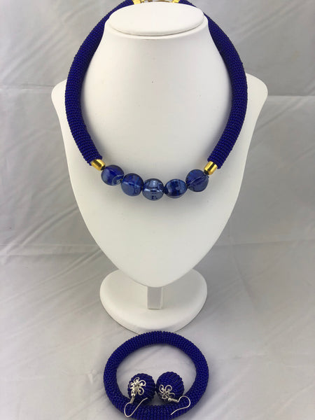 Zawadi African Jewelry Set of Necklace, Earrings and Bracelet)