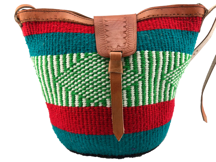 Handcrafted colorful hemp thread knitted shoulder bags