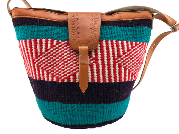 Handcrafted colorful hemp thread knitted shoulder bags