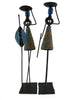 Pair of African Hand Carved Metal Candlestick
