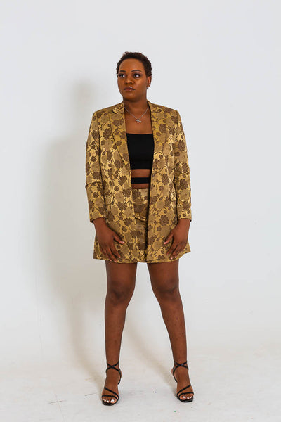 Floral African Print Matching Set With Mini A-line Skirt